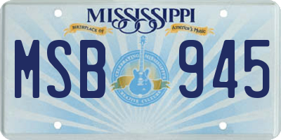 MS license plate MSB945