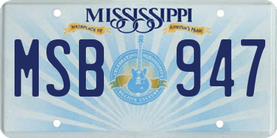 MS license plate MSB947