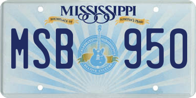 MS license plate MSB950