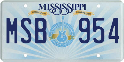 MS license plate MSB954