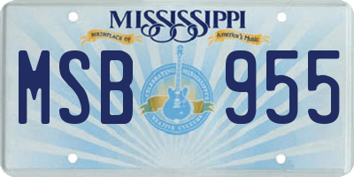 MS license plate MSB955