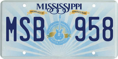 MS license plate MSB958