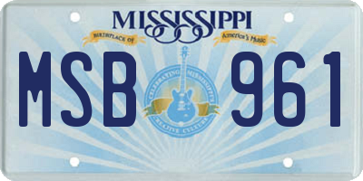 MS license plate MSB961