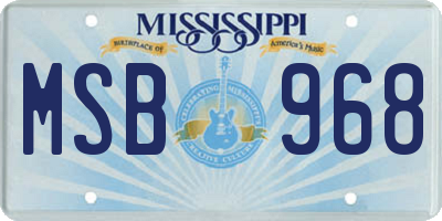 MS license plate MSB968