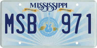 MS license plate MSB971