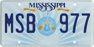 MS license plate MSB977