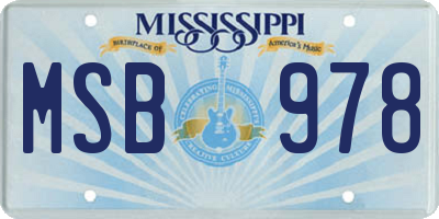 MS license plate MSB978
