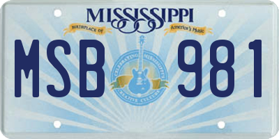 MS license plate MSB981