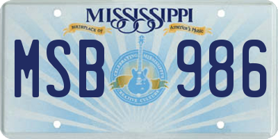 MS license plate MSB986