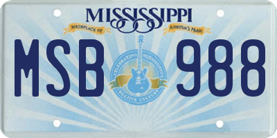 MS license plate MSB988
