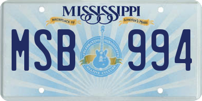 MS license plate MSB994