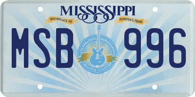 MS license plate MSB996