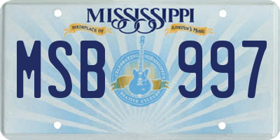 MS license plate MSB997