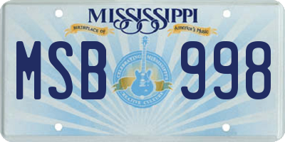 MS license plate MSB998