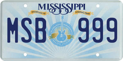 MS license plate MSB999