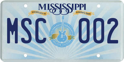 MS license plate MSC002