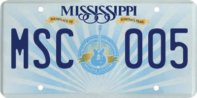 MS license plate MSC005
