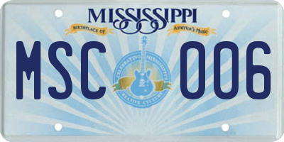 MS license plate MSC006