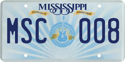 MS license plate MSC008