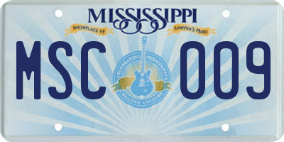 MS license plate MSC009