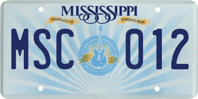 MS license plate MSC012
