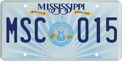 MS license plate MSC015
