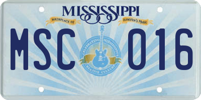 MS license plate MSC016