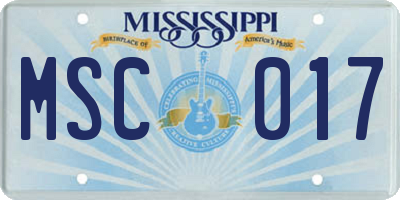 MS license plate MSC017