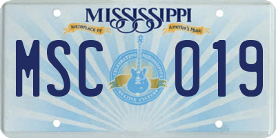MS license plate MSC019