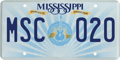 MS license plate MSC020