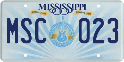 MS license plate MSC023