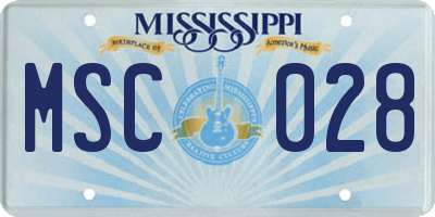 MS license plate MSC028