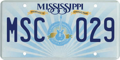 MS license plate MSC029