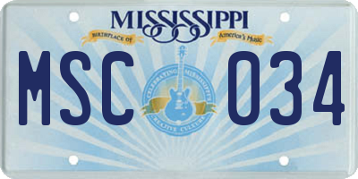 MS license plate MSC034
