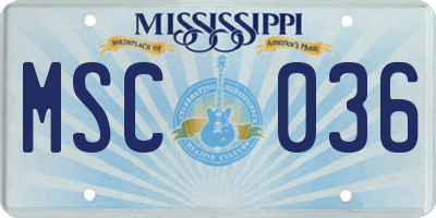 MS license plate MSC036