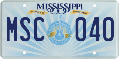 MS license plate MSC040