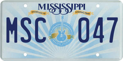 MS license plate MSC047