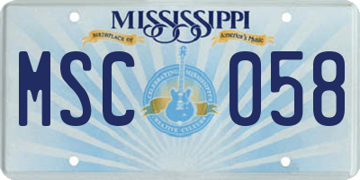 MS license plate MSC058