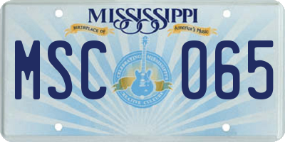 MS license plate MSC065