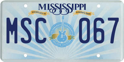 MS license plate MSC067