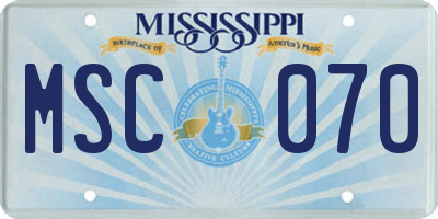 MS license plate MSC070