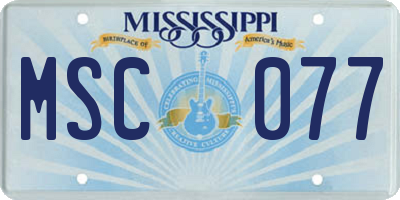 MS license plate MSC077