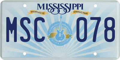 MS license plate MSC078