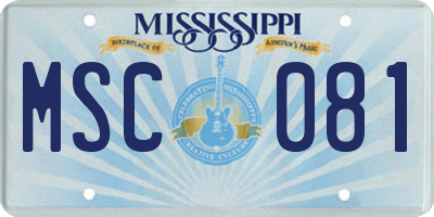 MS license plate MSC081