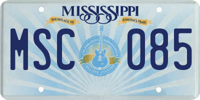 MS license plate MSC085
