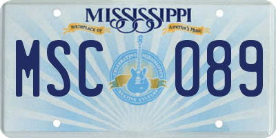 MS license plate MSC089