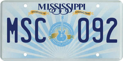 MS license plate MSC092