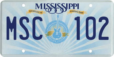 MS license plate MSC102