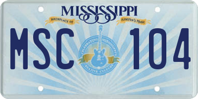 MS license plate MSC104