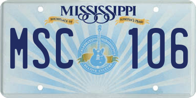 MS license plate MSC106